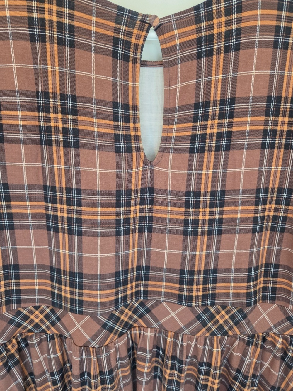 Torrid midi dress size 3X brown/black plaid short sleeves stretch jersey cottage - Picture 4 of 10